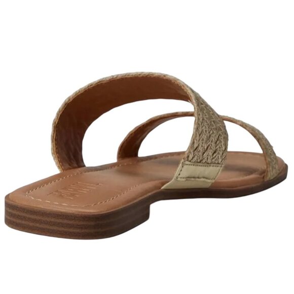 FARYL Carmen Gold Raffia Slides Size 6.5 New In Box - Picture 4 of 10